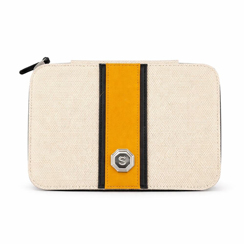 Estella Bartlett Slim Jewelry Box Travel Organizer Cream Yellow EUC